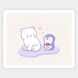 Polar Bear and Penguin Christmas Sticker